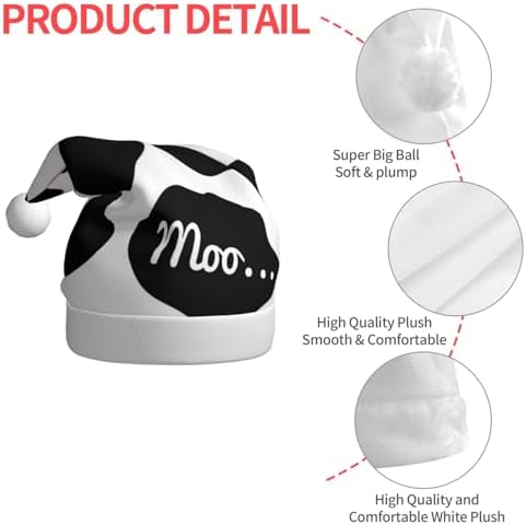 QINZHENG Personalized Santa Hat with Cow Print