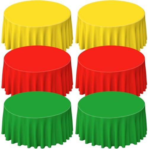 Christmas Round Plastic Tablecloth 84In 6 Pack