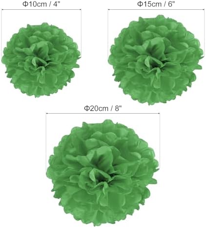PATIKIL 4 6 8 Inch Green Tissue Pom Poms Flowers 12 Pack