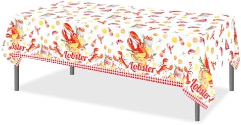 Lide Road 2Pcs Lobster Themed Tablecloth for Crawfish Boil Party