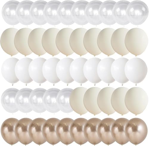 Dagelar 60PCS Gold White Balloons Set