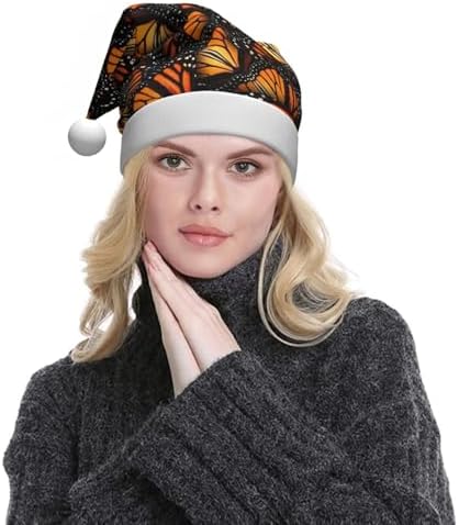 QINZHENG Orange Monarch Butterflies Santa Hat