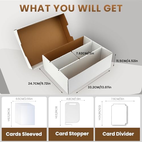 Trading Card Storage Box 2100 Count 3 Row With Sleeves and Dividers