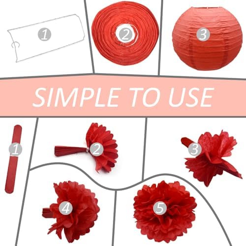 18 PCS Paper Lanterns and Pom Poms Decoration Set