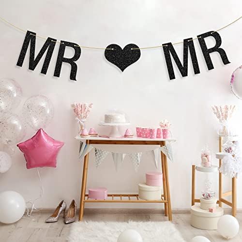 Mr Mr Banner Gay Theme Decor with Black Glitter
