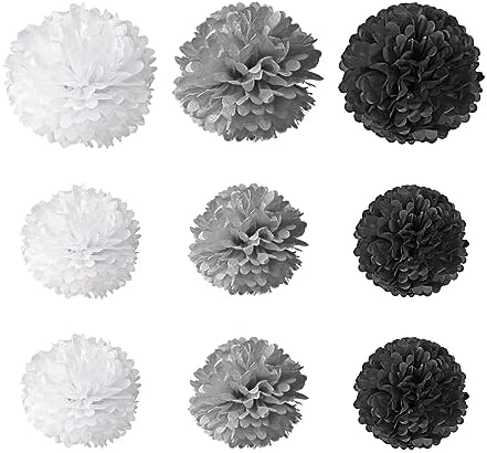 Queenbox 9PCS 4-6in Tissue Pom Poms Decorations