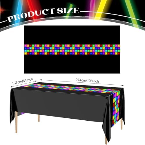 Irenare 3 Pack Neon Disco Tablecloths
