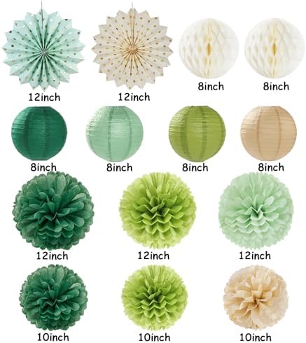 Sage Green Gold Party Decorations Kit - 14pcs