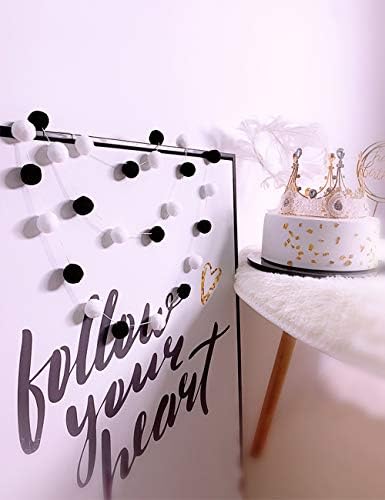 Black and White Felt Ball Garland 30mm 30 Balls 78in