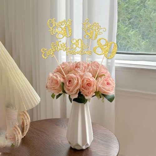 15PCS Gold Glitter Birthday Centerpiece Sticks