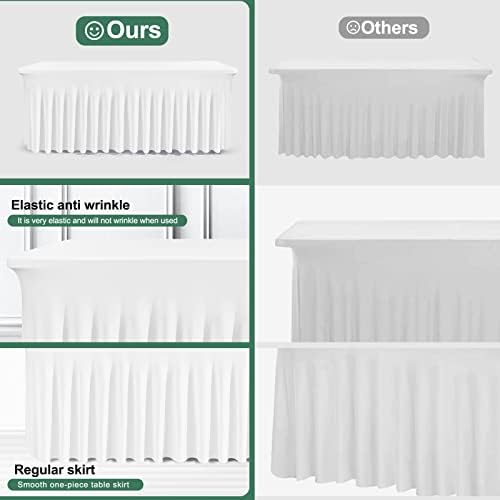 White Table Skirts for 6ft Rectangle Tables 2 Pack
