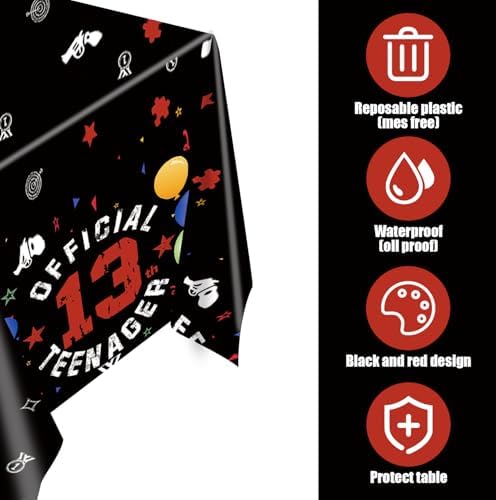 Egami 2pcs 13th Birthday Black Red Tablecloth