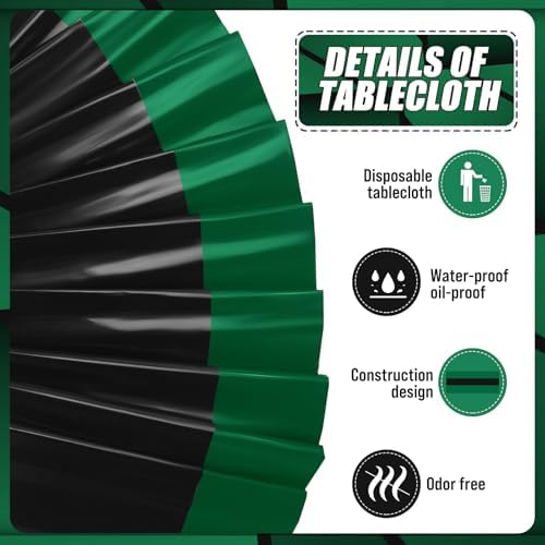 VitalCozy 3 Pack Plastic Table Runner Green and Black