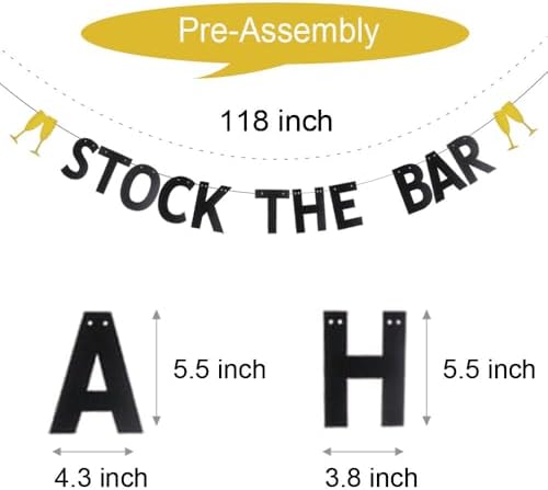 Black Glitter Paper Banner Pre-Strung for Parties