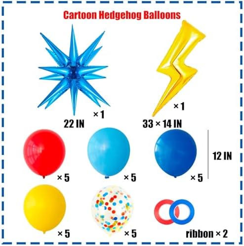 Cartoon Hedgehog Birthday Balloons with Lightning Star and Boom Star