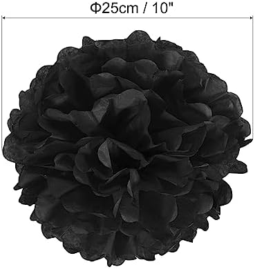 PATIKIL 10 Inch Black Tissue Pom Pom Flowers 18 Pack