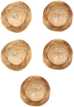 5Pcs Mini Straw Sombrero Hats 37in Diameter Brown