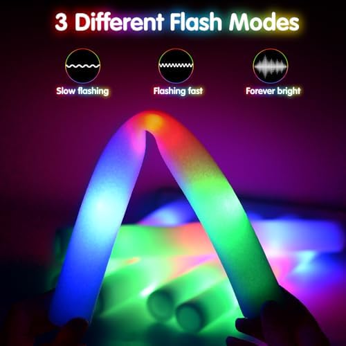 48 Pcs LED Foam Glow Sticks with 3 Modes