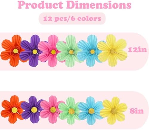 12Pcs Paper Flower Fans for Party Decorations