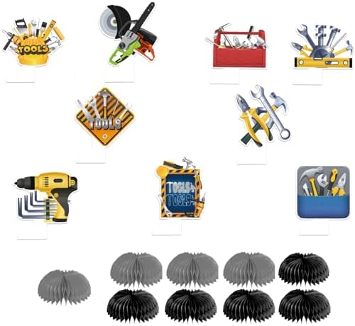 9 PCS Tools Honeycomb Centerpieces for Party Decorations