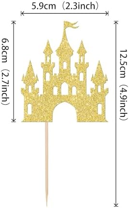 24 pcs Princess Castle Cupcake Toppers Gold