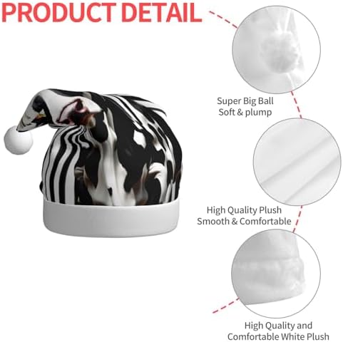QinZheng Personalized Santa Hat with Black White Milk Cow Print