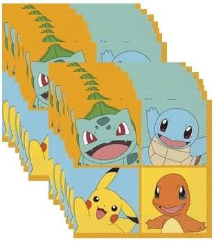 Pokemon Birthday Party Supplies Bundle 16 Plates 16 Napkins Dinosaur Sticker Sheet