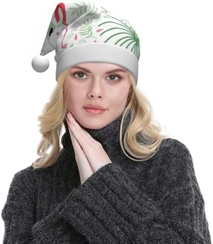 QINZHENG Floral Flamingo Santa Hat Personalized Christmas Headwear