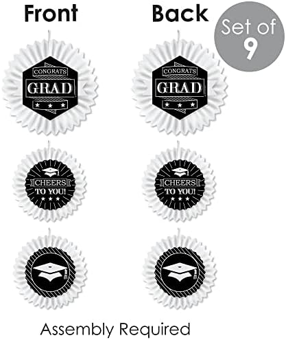 Big Dot of Happiness Graduation Party Fans - Set of 9