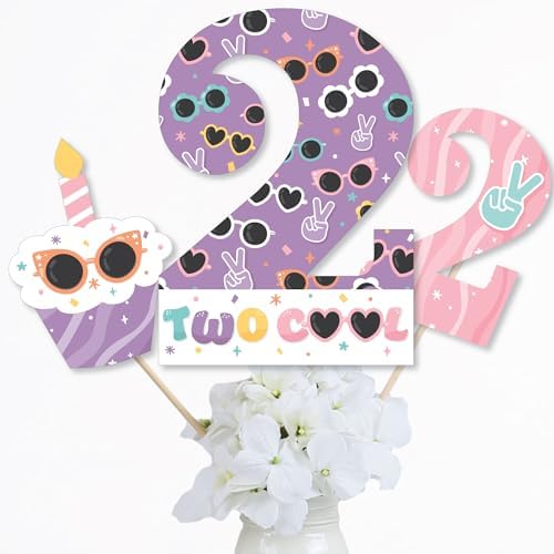 Big Dot of Happiness Two Cool Girl Birthday Centerpiece Sticks