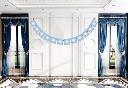 Dusty Blue Photo Banners with Slits for Easy Photo Insertion