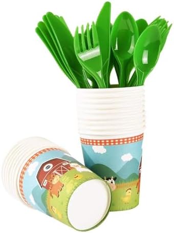WERNNSAI Farm Party Tableware Set 130Pcs