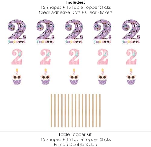 Big Dot of Happiness Two Cool Girl Birthday Centerpiece Sticks