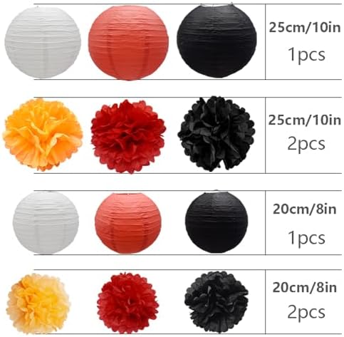 18 PCS Paper Lanterns and Pom Poms Decoration Set