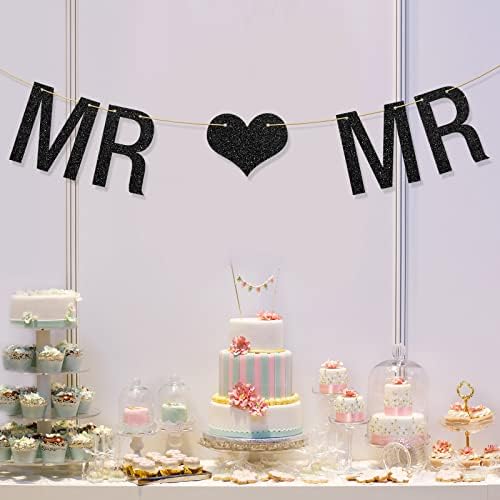 Mr Mr Banner Gay Theme Decor with Black Glitter