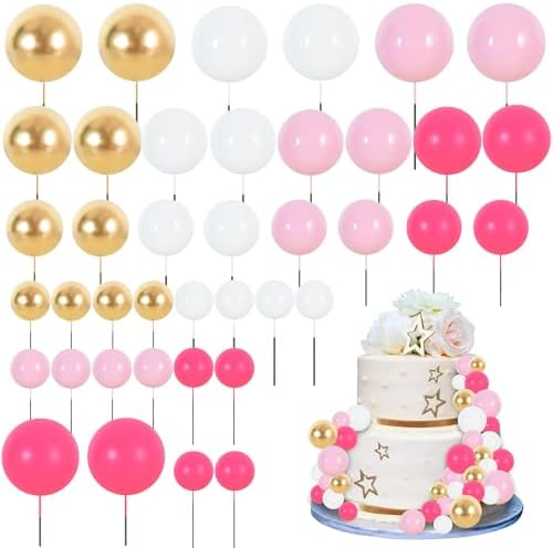 BEISHIDA 40 Pcs Foam Cake Toppers with Sticks