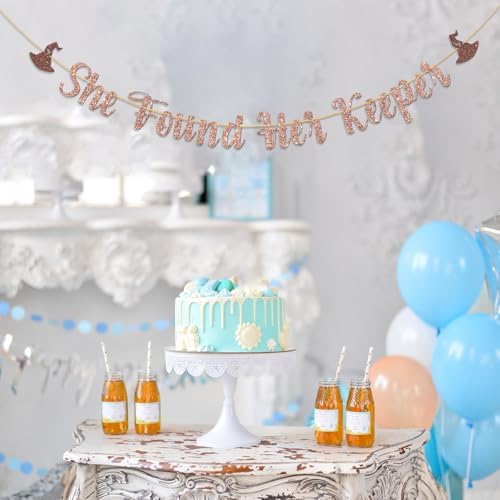 She Found Her Keeper Rose Gold Glitter Banner