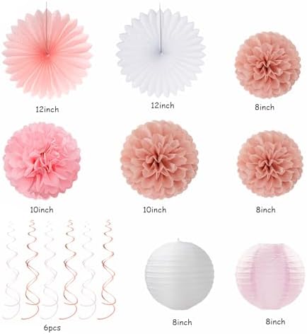 Rose Gold Pink White Birthday Decorations 31pcs