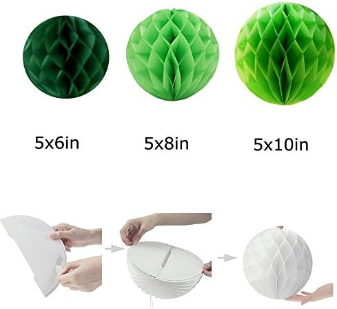 Daily Mall 15Pcs Honeycomb Party Pom Poms Set Green