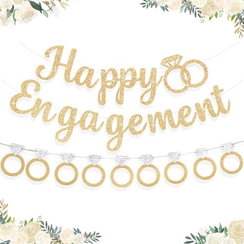 3 Pcs Glitter Gold Silver Engagement Party Banners