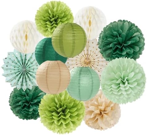 Sage Green Gold Party Decorations Kit - 14pcs