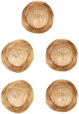 5Pcs Mini Straw Sombrero Hats 37in Diameter Brown