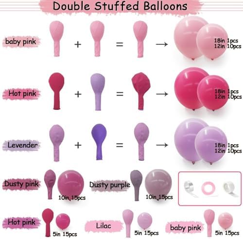 Purple and Pink Balloon Garland Kit for Party Decorations