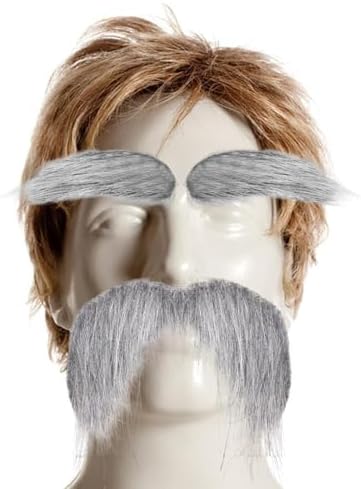 Colaxi Fake Mustache and Eyebrows Gray