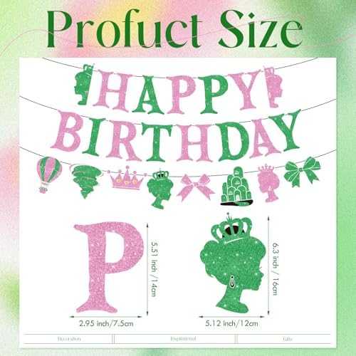 Witch Birthday Banner Pink Green Princess Theme Party Decor