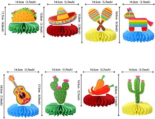 8PCS Mexican Fiesta Honeycomb Table Centerpieces for Parties and Celebrations