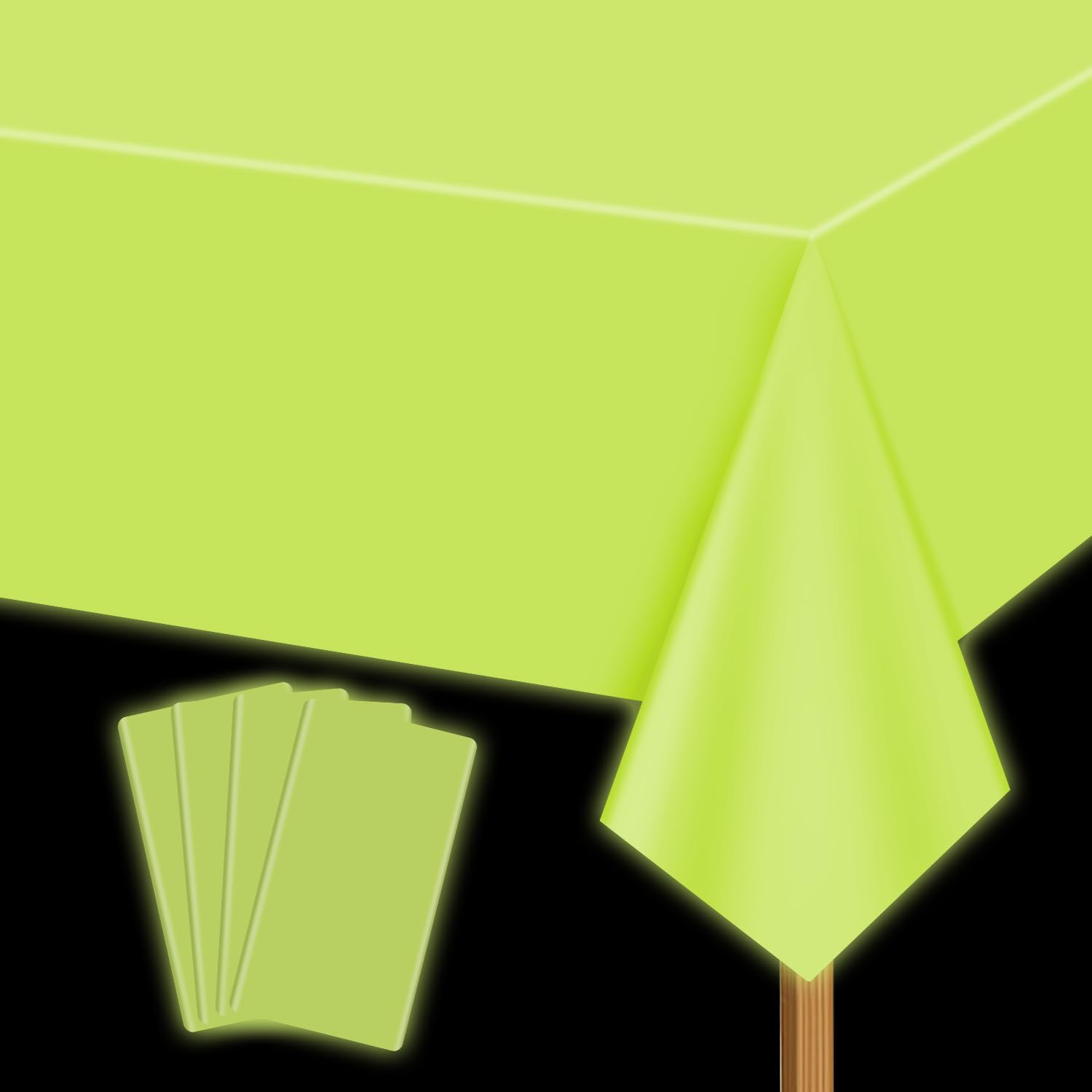 Neon Table Cloths 4 Pcs Yellow Glow in the Dark for Parties