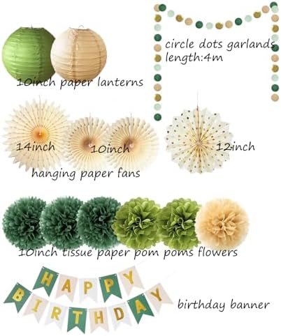 Olive Green Birthday Decorations Set