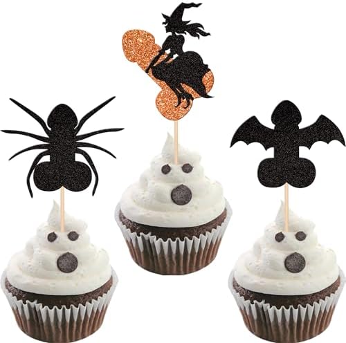 ZHUOWEISM 24 Pc Halloween Cupcake Toppers Decorations