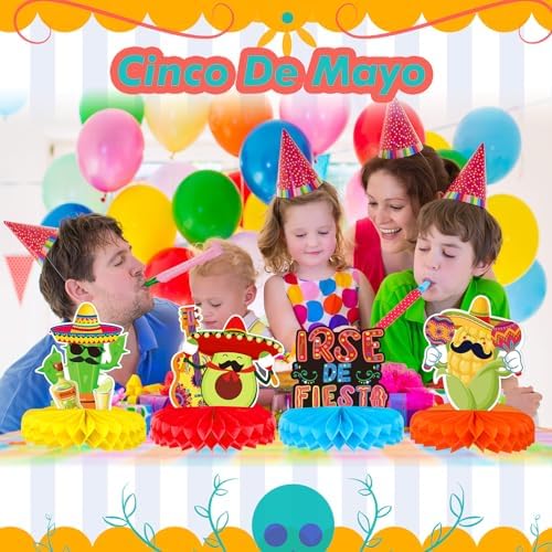 Qilery 12 Pcs Honeycomb Table Centerpiece Mexican Fiesta Decor